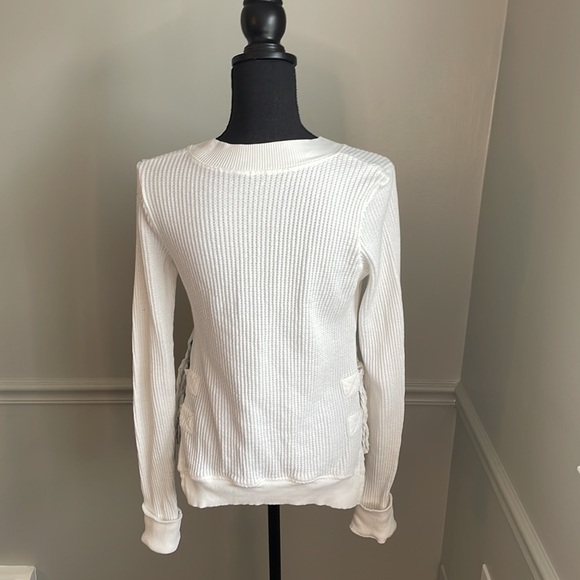 FREE People White Long Sleeve Tunic Sweater Blouse Top Size SP - Picture 8 of 10